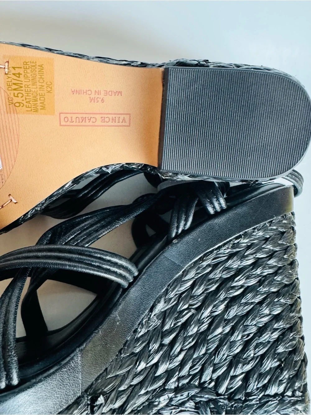 Vince Camuto Black Braided Wedge Sandals